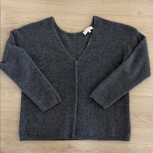 Sezane Charcoal V-Neck Barry Cardigan
